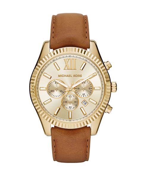 michael kors watch women leather|Michael Kors Watch leather strap.